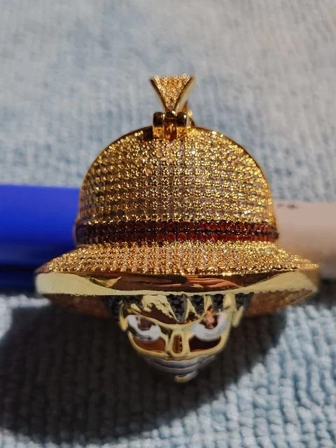 2.40Ct Round Real Moissanite Custom Luffy Anime Pendant 14K Yellow Gold Plated