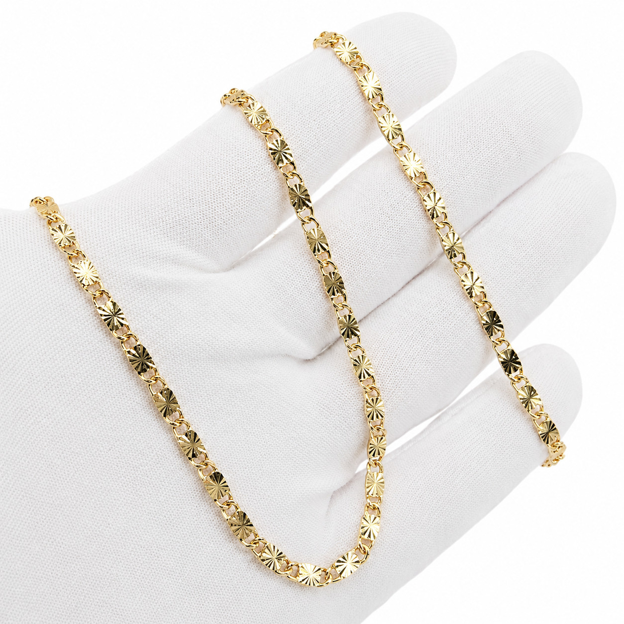 Italian 1/200 14K Yellow Gold Oro Diamond Cut Valentino Mariner Link Chain