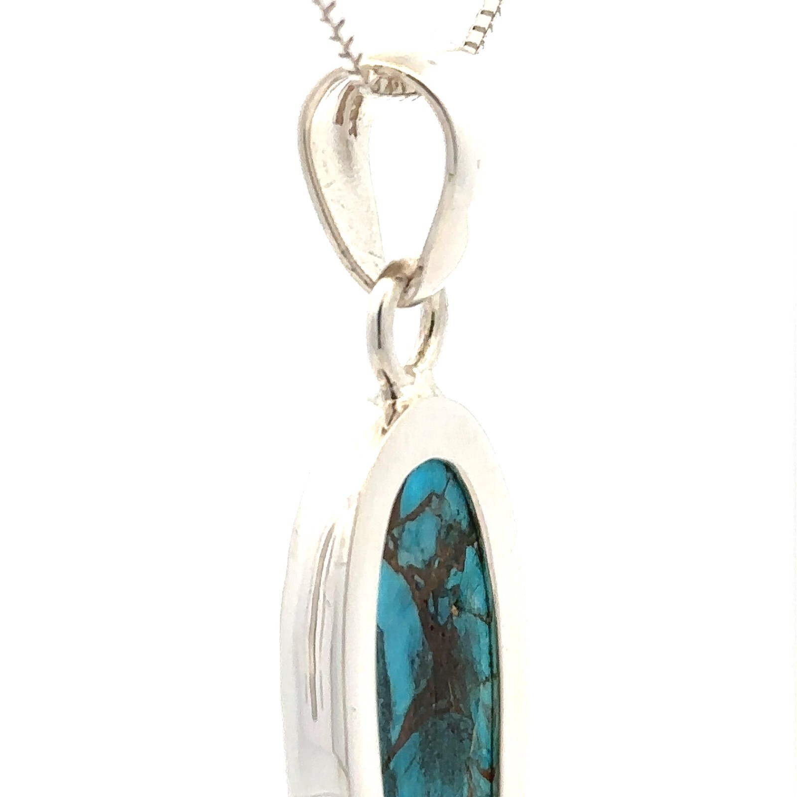 Sterling Silver Copper Turquoise Pendant (5/8 x 1 1/2 Inch) Charles Albert