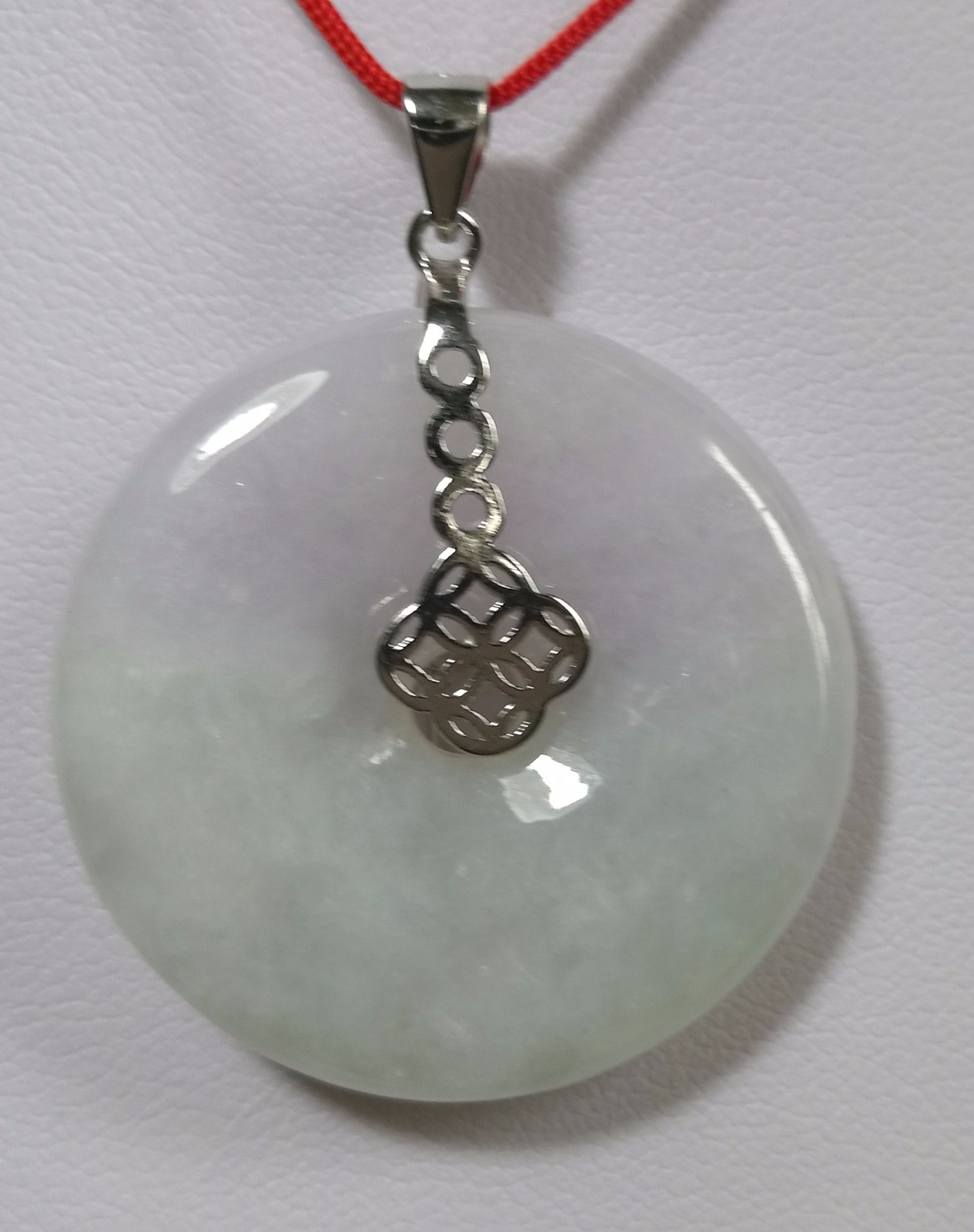 Genuine Grade A Myanmar Jadeite jade harmony ( 平安）Pendant in silver Dia30mm