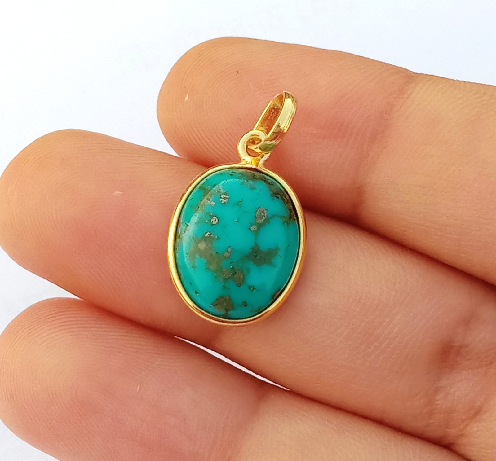 Natural Purple copper Turquoise Gold charm ,18kt Gold Charm, Handmade Jewelry