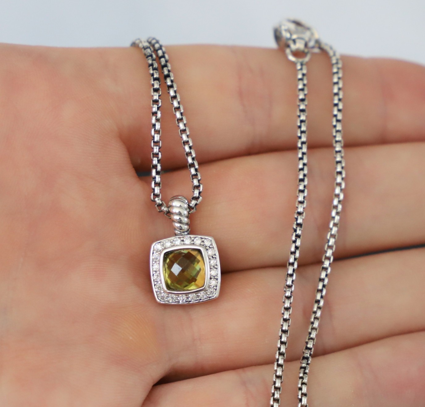 David Yurman Sterling Silver Lemon Citrine Petite Albion Enhancer Necklace