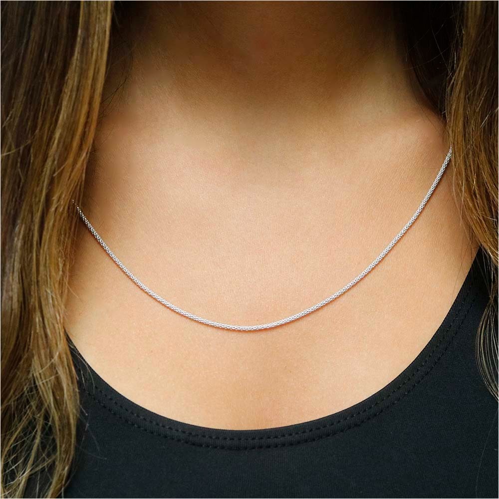 1.8MM Solid 925 Sterling Silver Italian POPCORN CHAIN Necklace Italy 925 Stamped