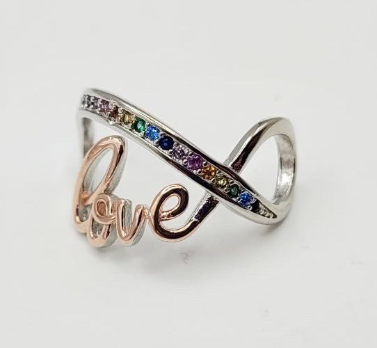 925 Sterling Silver Rose Gold Love Infinity Charm Pendant For Bracelet /Necklace