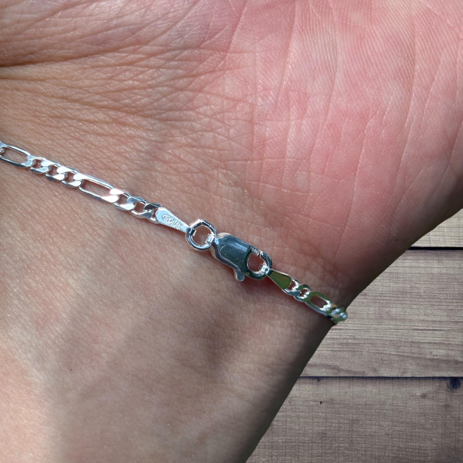 2.5mm Figaro Bracelet Link – Real Solid 925 Sterling Silver Or 14k Gold Vermeil