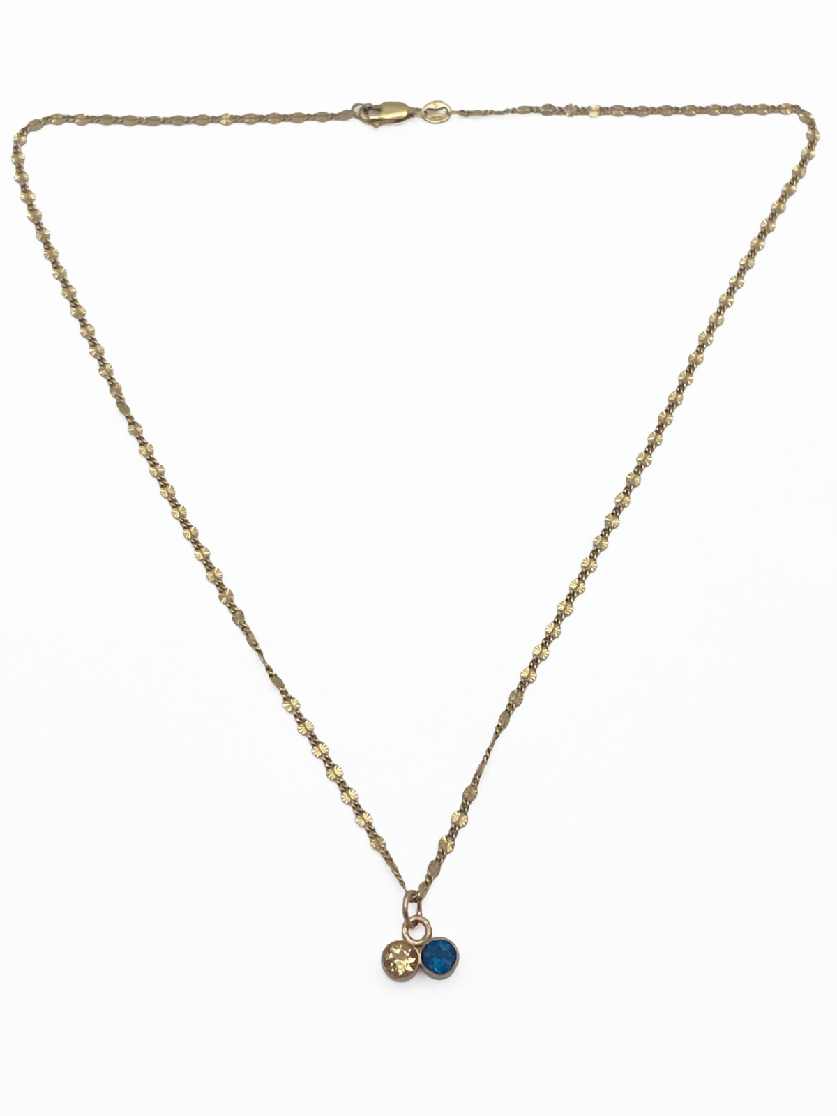 Handmade Citrine & Topaz Pendant, 18″ Pattered Italian Necklace, All 1/20 14K GF
