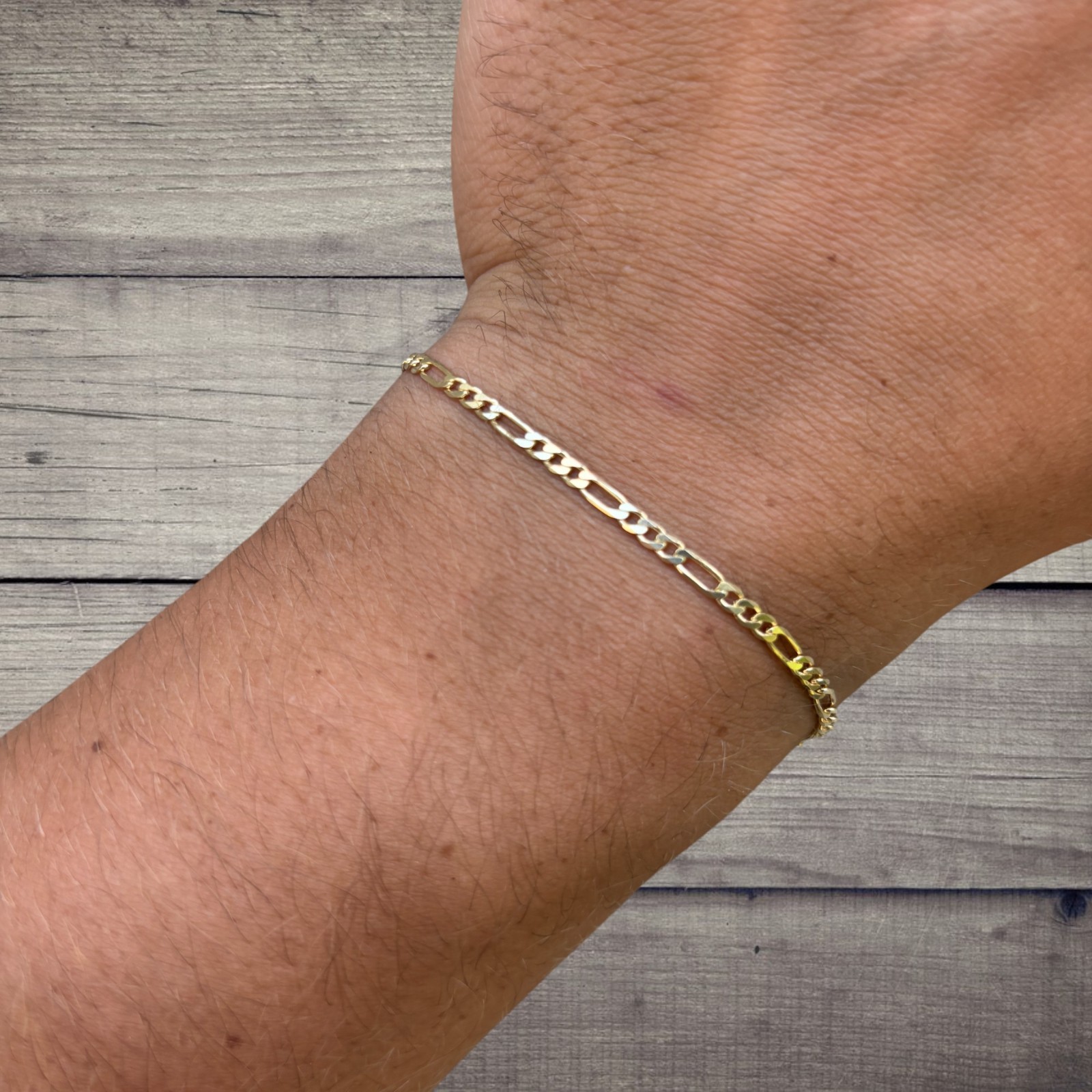 2.5mm Figaro Bracelet Link – Real Solid 925 Sterling Silver Or 14k Gold Vermeil