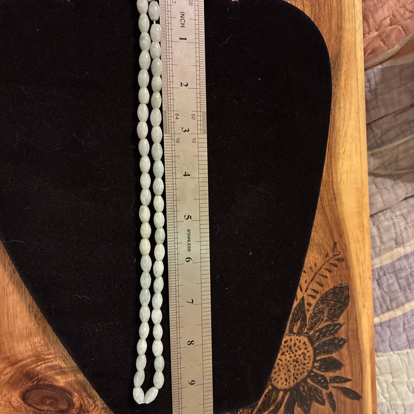 Jade Jadeite Silver Tone Necklace 18”