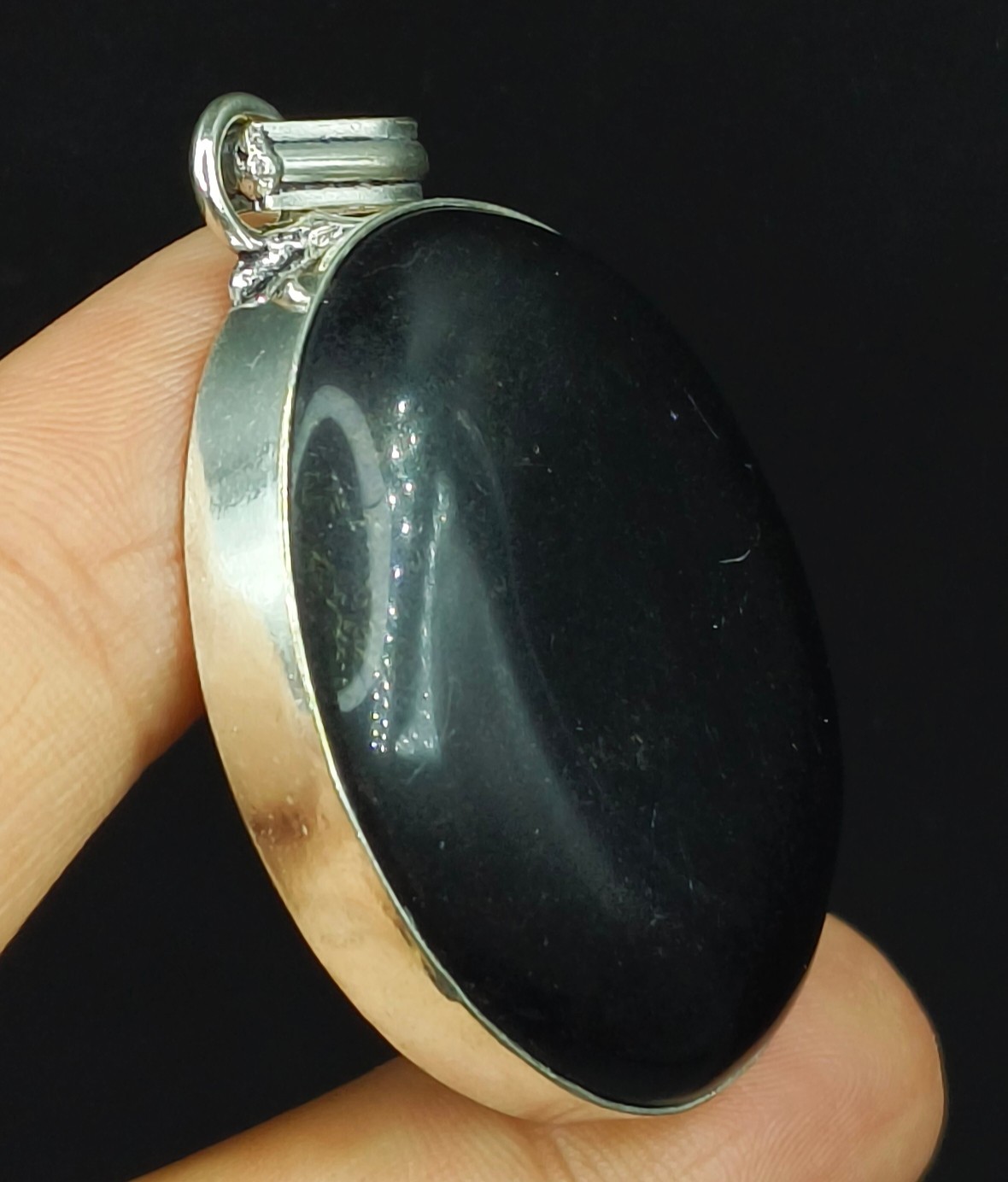 925 Sterling Silver Handmade Jewelry Natural Black Onyx Gemstone Pendant