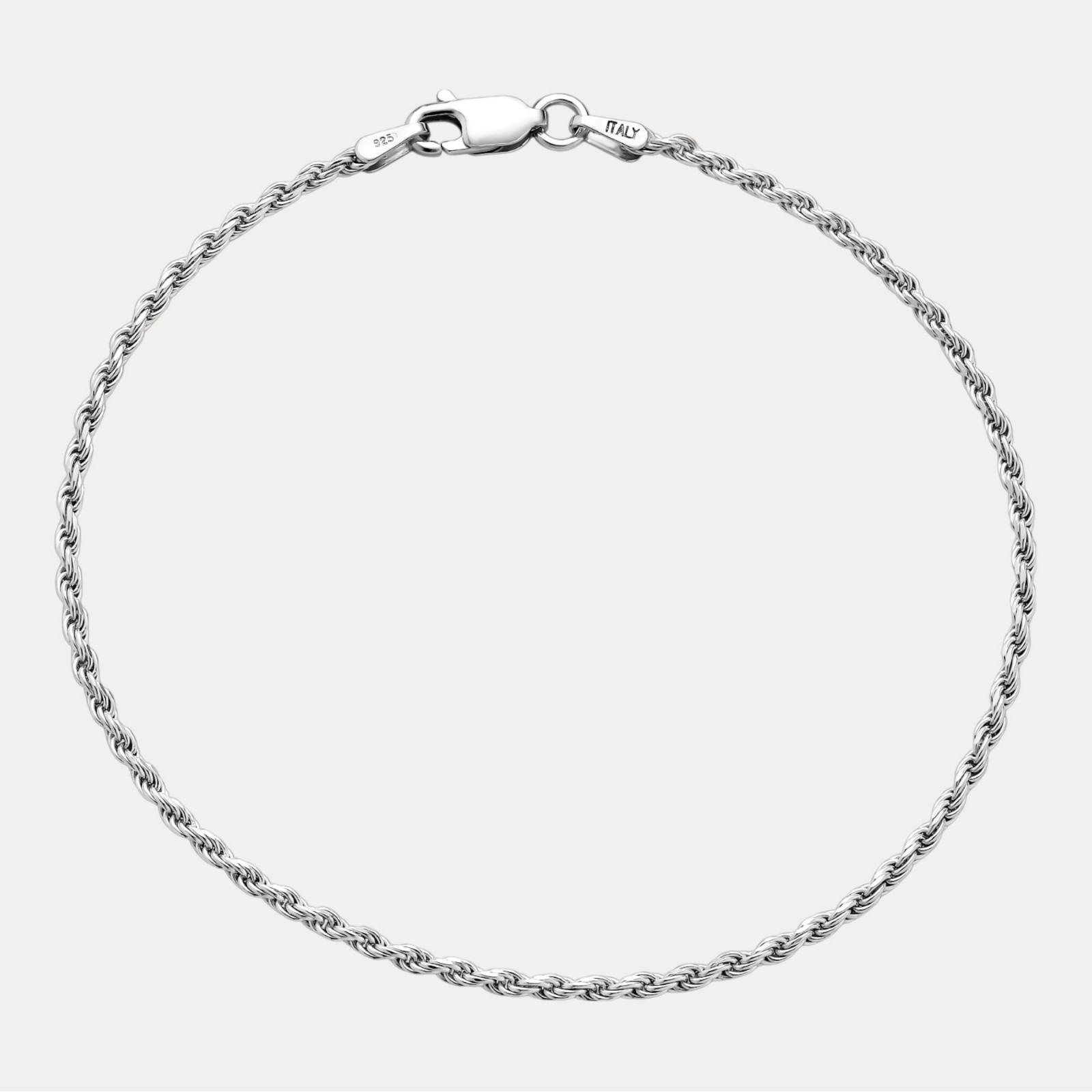 2mm Diamond Cut Rope Bracelet – Solid 925 Sterling Silver Or 14k Gold Vermeil