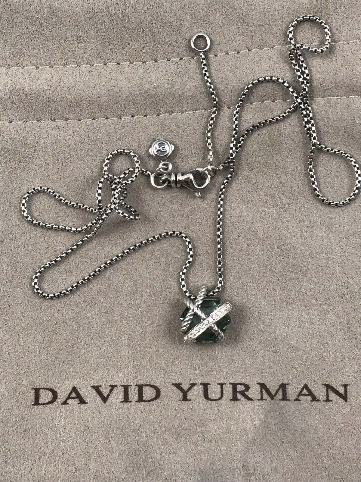 David Yurman Cable Wrap Prasiolite & Diamonds Necklace 16″-17″