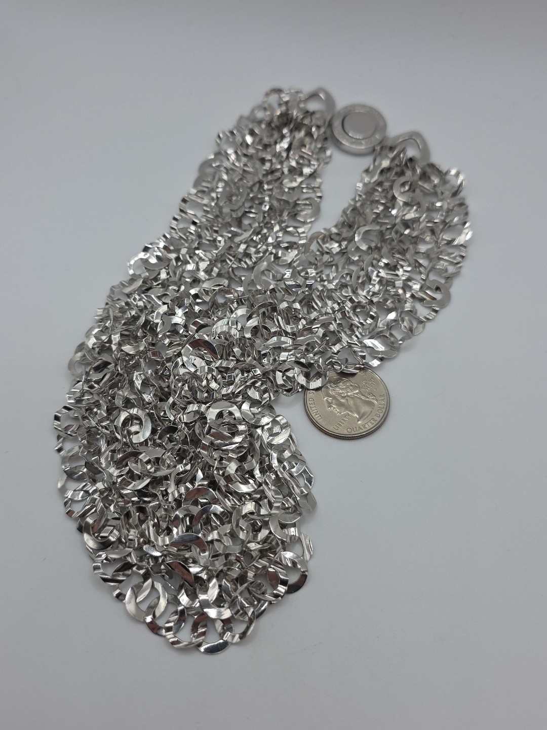 Pianegonda Italy Sterling Silver 925 Layered Statement Necklace 17.5″ 108g