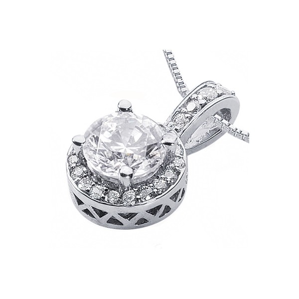 1.12ctw D/VS2 Round Cut Earth Mined Certified Diamonds White Gold Halo Pendant