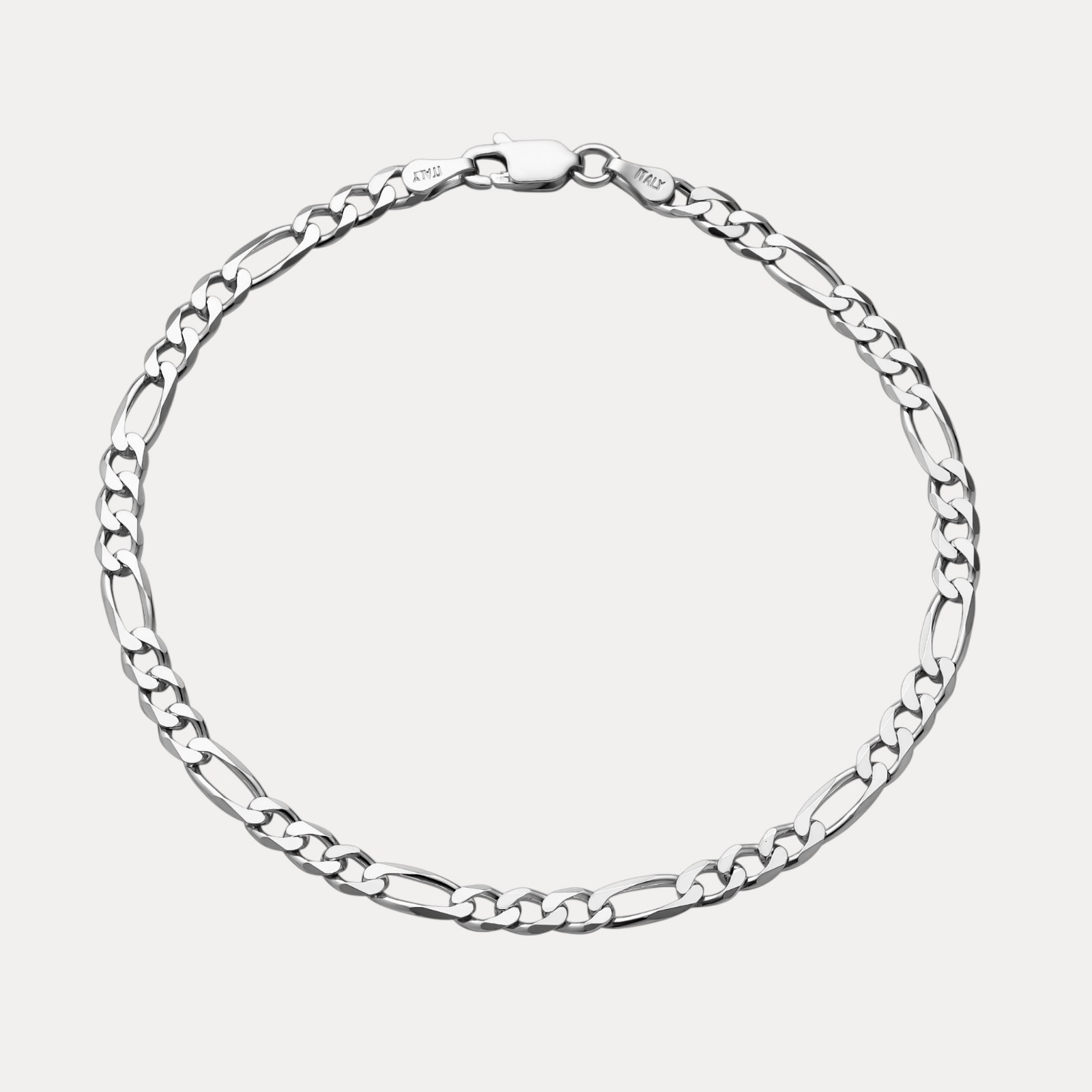 4mm Figaro Bracelet Link – Real Solid 925 Sterling Silver Or 14k Gold Vermeil