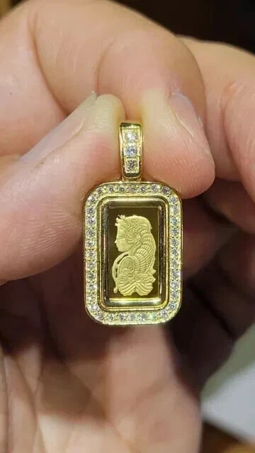 Moissanite Lady Swiss Fortuna Pendant 0.80Ct Round Cut 14k Yellow Gold Plated