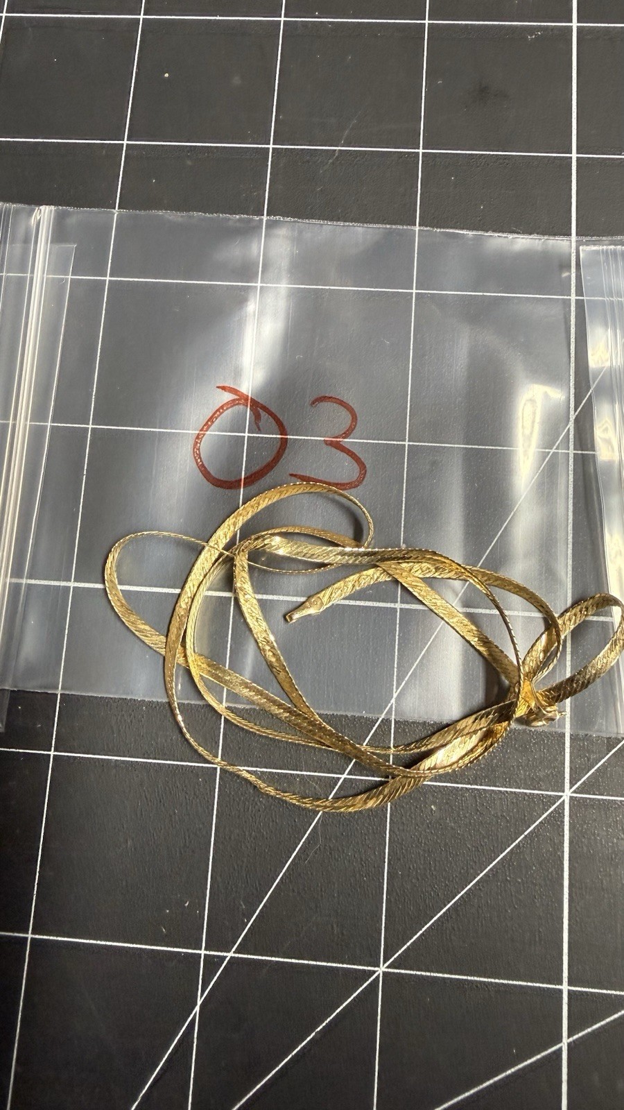 14K Yellow Gold Herringbone Chain Necklace 24” 9.30g Broken