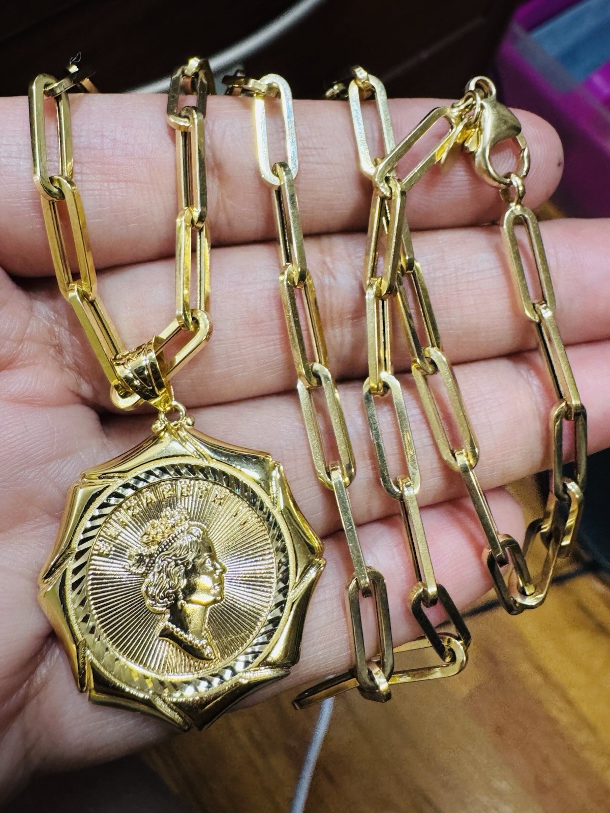 18K 750 Genuine Saudi UAE Real Fine Gold Queen Set Necklace 20” Inch 14.9g 4.5mm