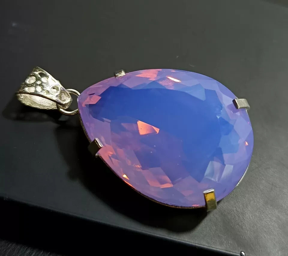 Certified 90 Ct+ Natural Opal 925 Solid Silver Pear Pendant Loose Gemstone