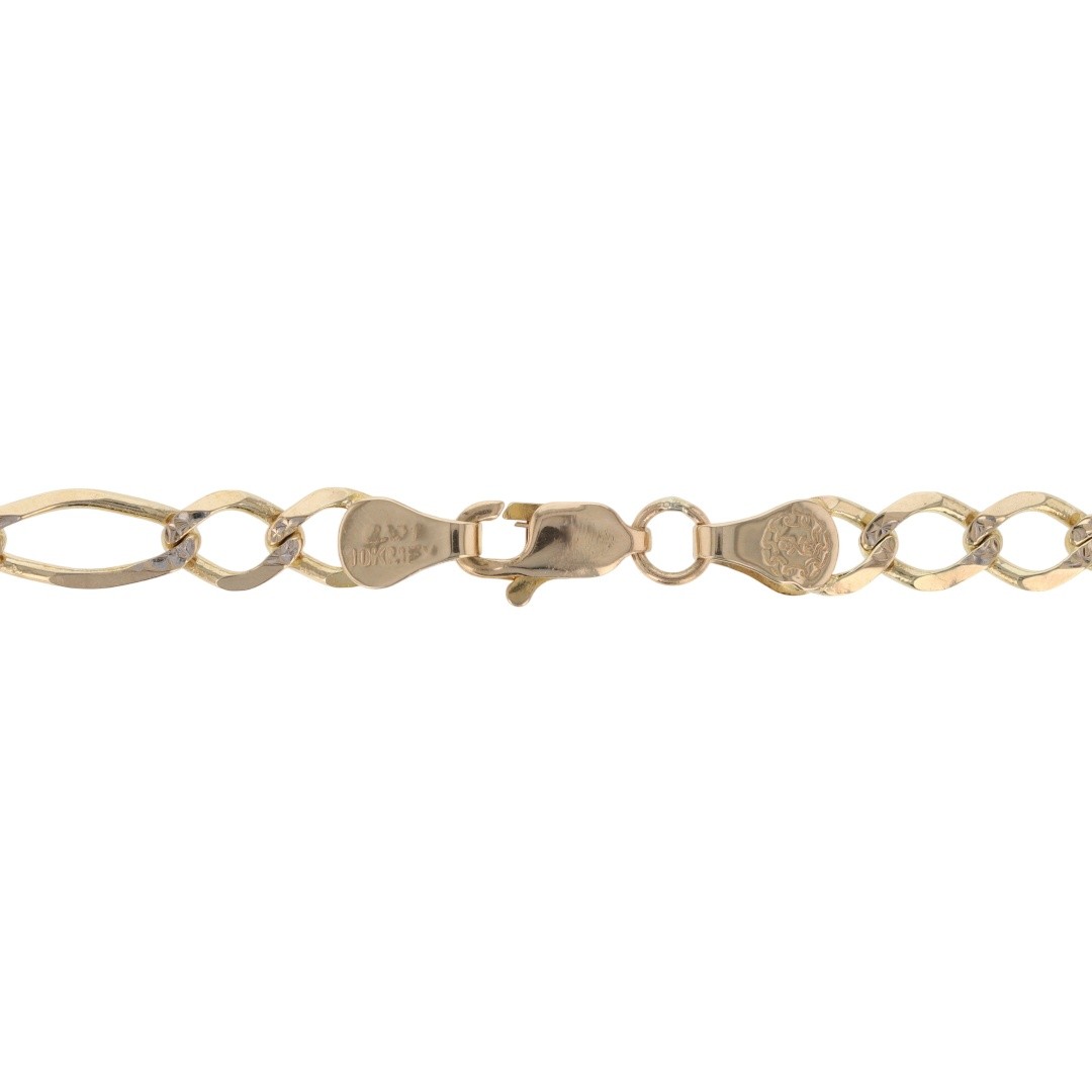 5.7mm Diamond-Cut Figaro Link Chain 24″ Necklace 10k Multi-Tone Gold 15.93 Grams