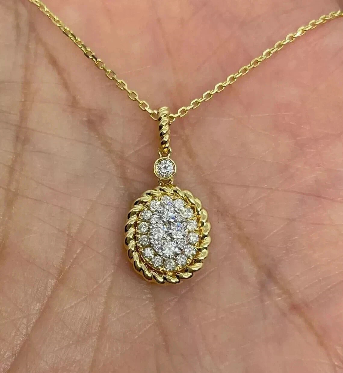 2Ct Round Cut Simulated Diamond Women Pendant Necklace Yellow Gold Over Silver