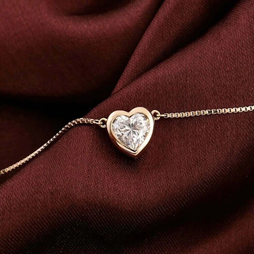 1Ct Heart Cut Lab-Created Diamond Women’s Beauty Pendant 14k Yellow Gold Plated