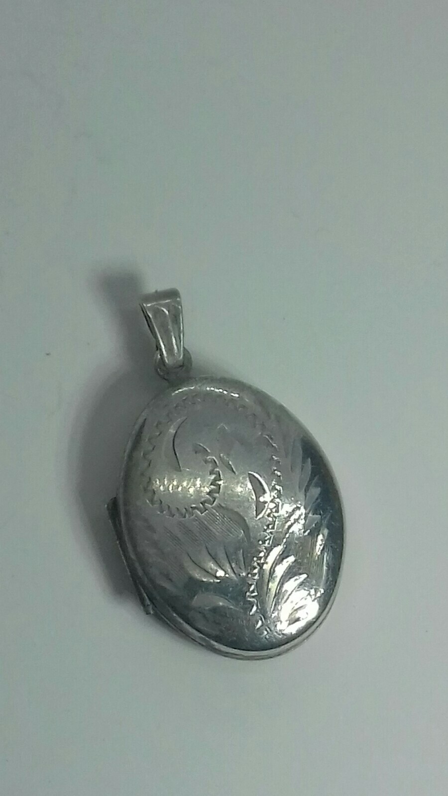 floral etched silver locket 925 marked