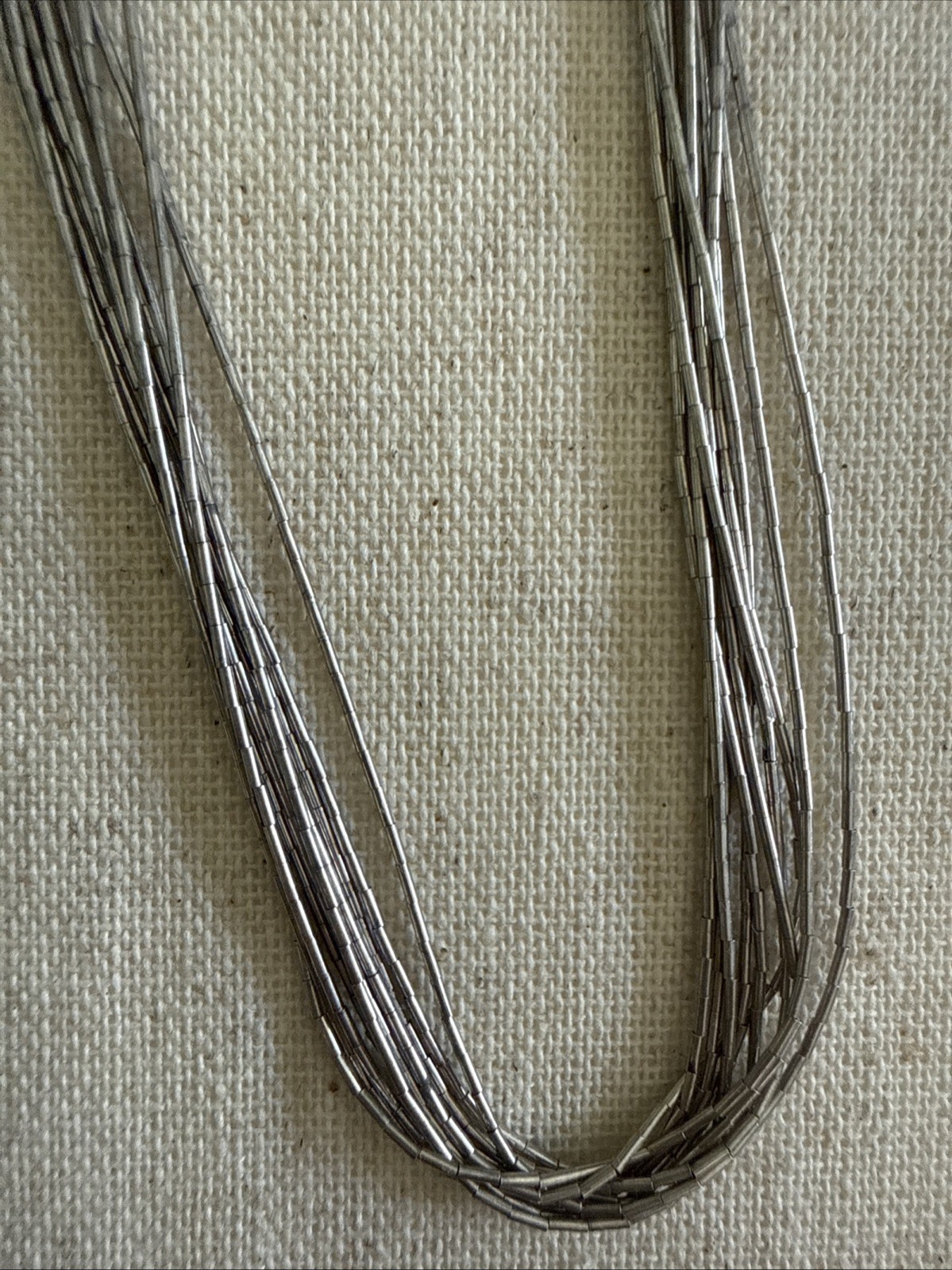 925 Sterling Silver Liquid Silver 10 Strand Stamped Necklace vintage style