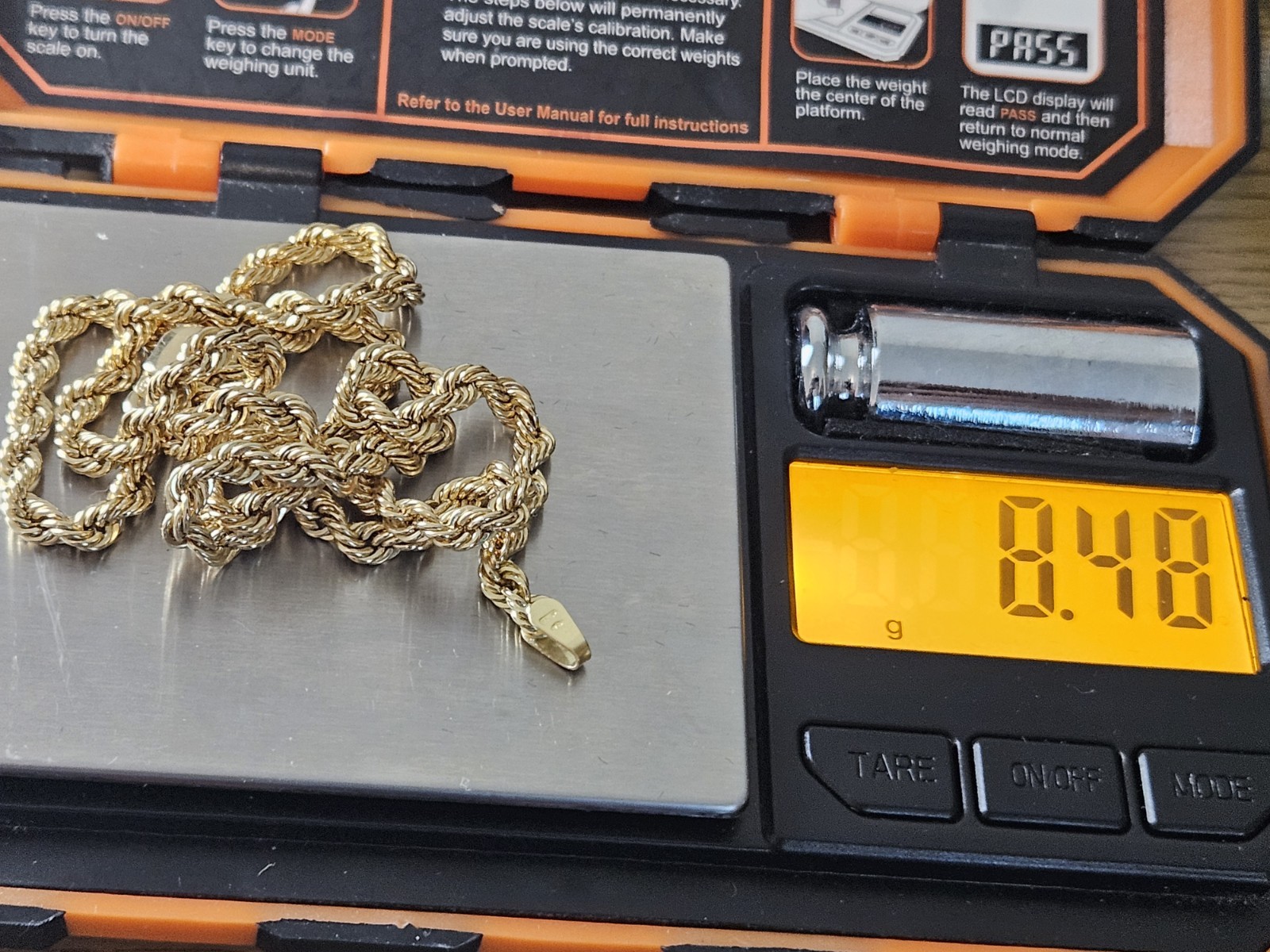 18K Yellow Gold Diamond-Cut Rope Chain Necklace, 17.6”, 8.5g, 3.5mm