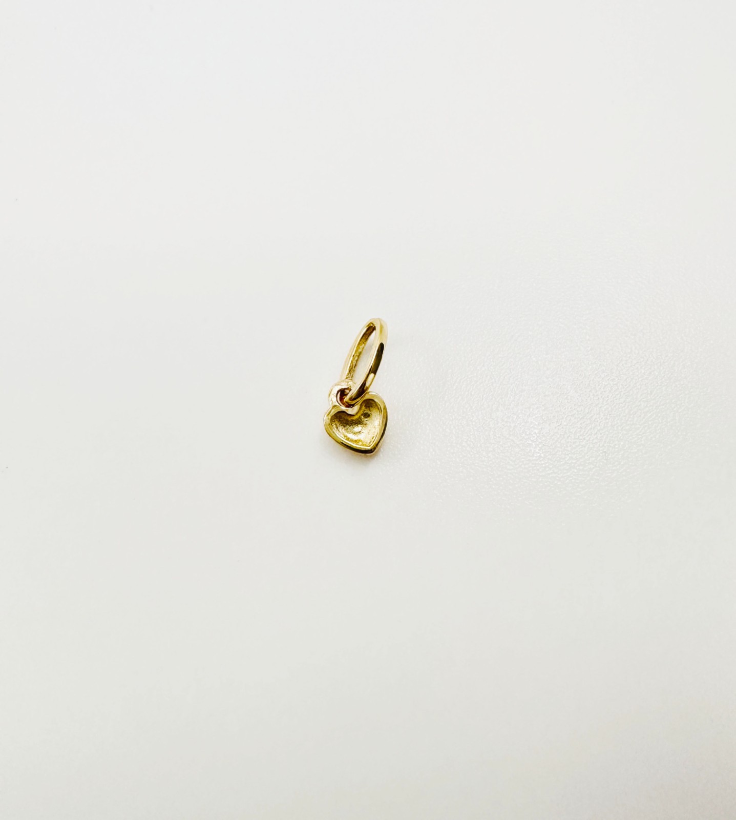 14K Solid Yellow Gold Teeny Tiny -Very Small Beveled Heart Charm Pendant 8x3mm