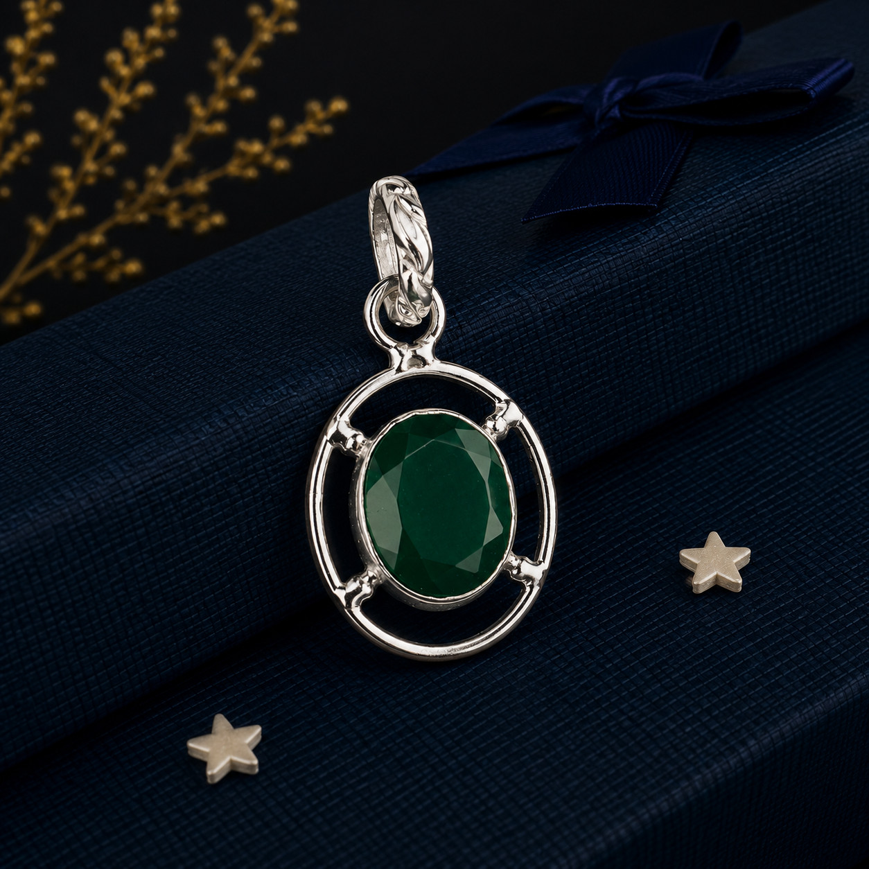 Green Onyx Gemstone 925 Solid Silver Designer Pendent 1.30″ Gift For Birthday