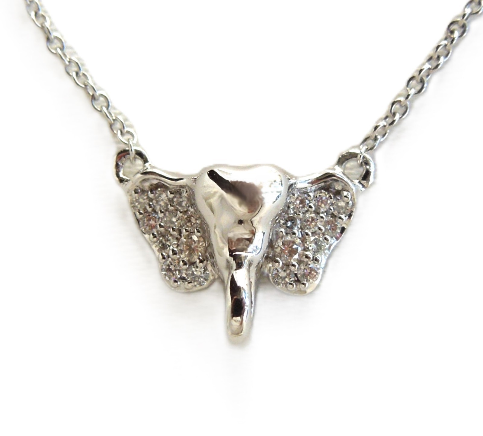 Monica Rich Kosann 18K White Gold & Diamond Elephant Luck Necklace $1,100 NWT
