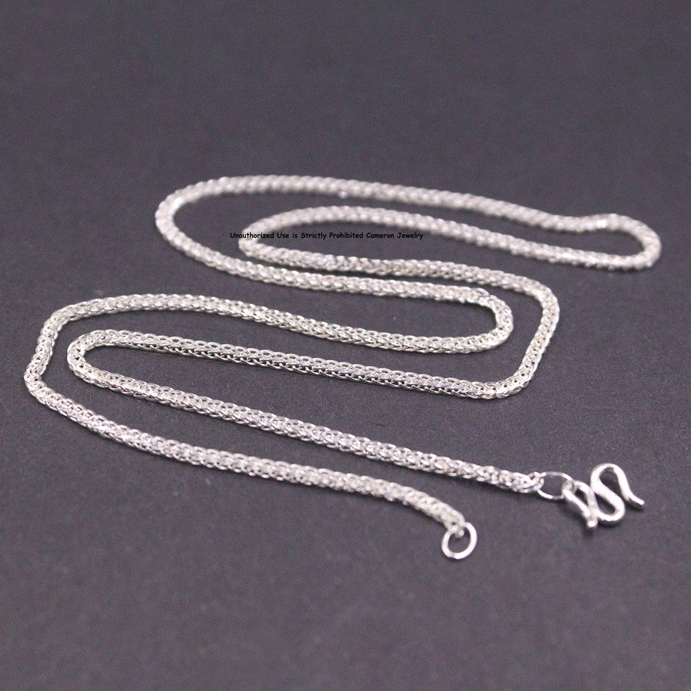 Pure S999 Fine Silver 999 Chain Men Women 1.3mm Wheat Link Necklace 4-5g 19.6in