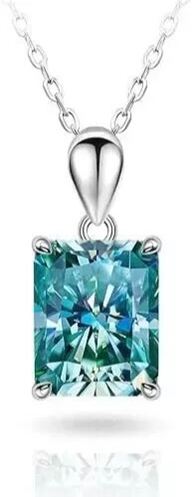 Sterling Silver 10.1 Ct Blue Lab Grown Radiant Cut Diamond Pendant – Dazzling