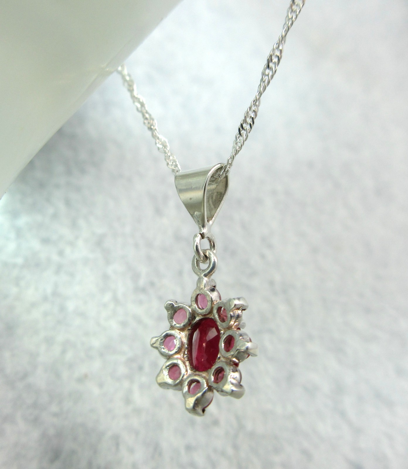RUBY NECKLACE – Genuine Handmade Rich Red 925 Sterling Silver with Ruby Accents