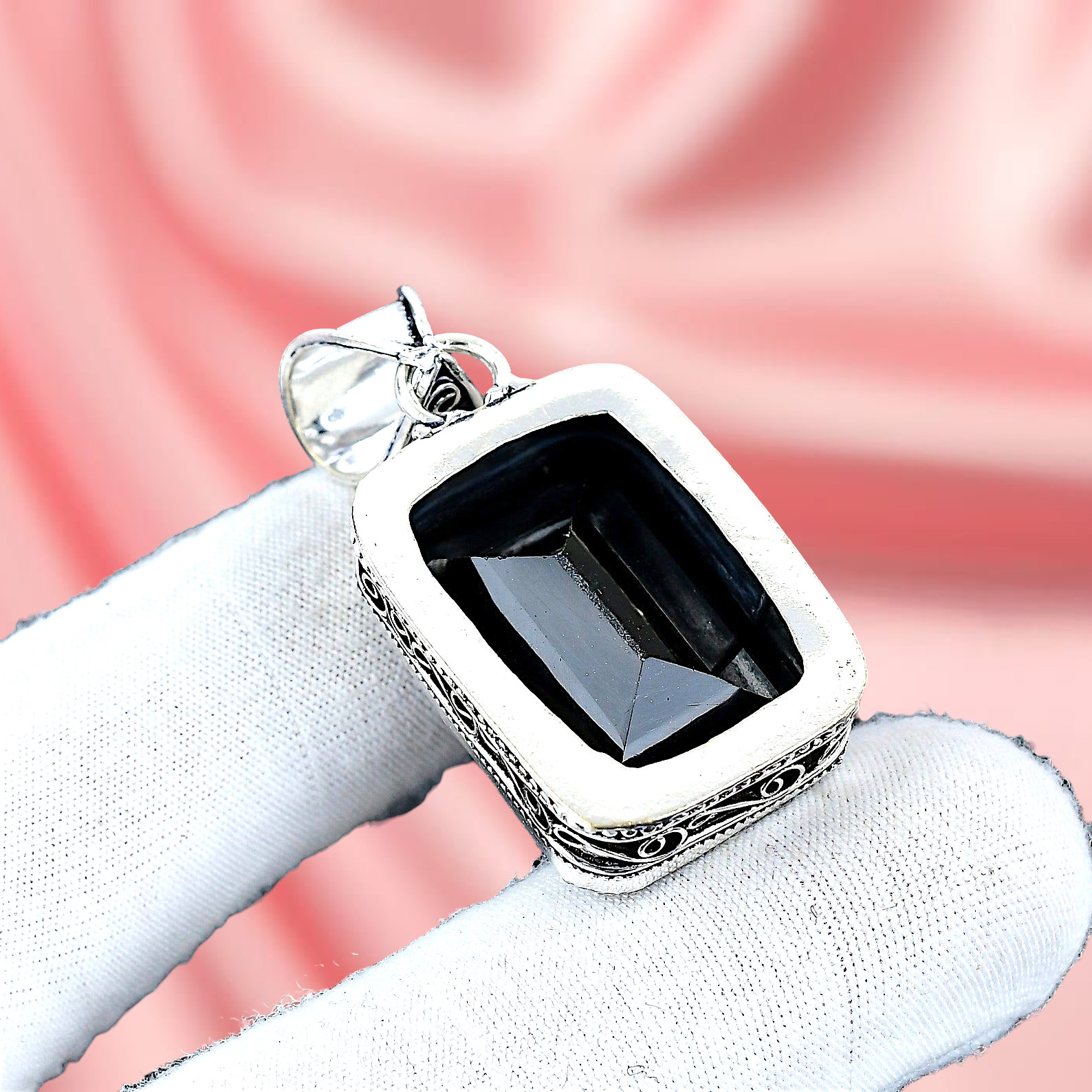 Black Onyx Silver Pendant 925 Sterling Silver Handmade Pendant Silver Pendant
