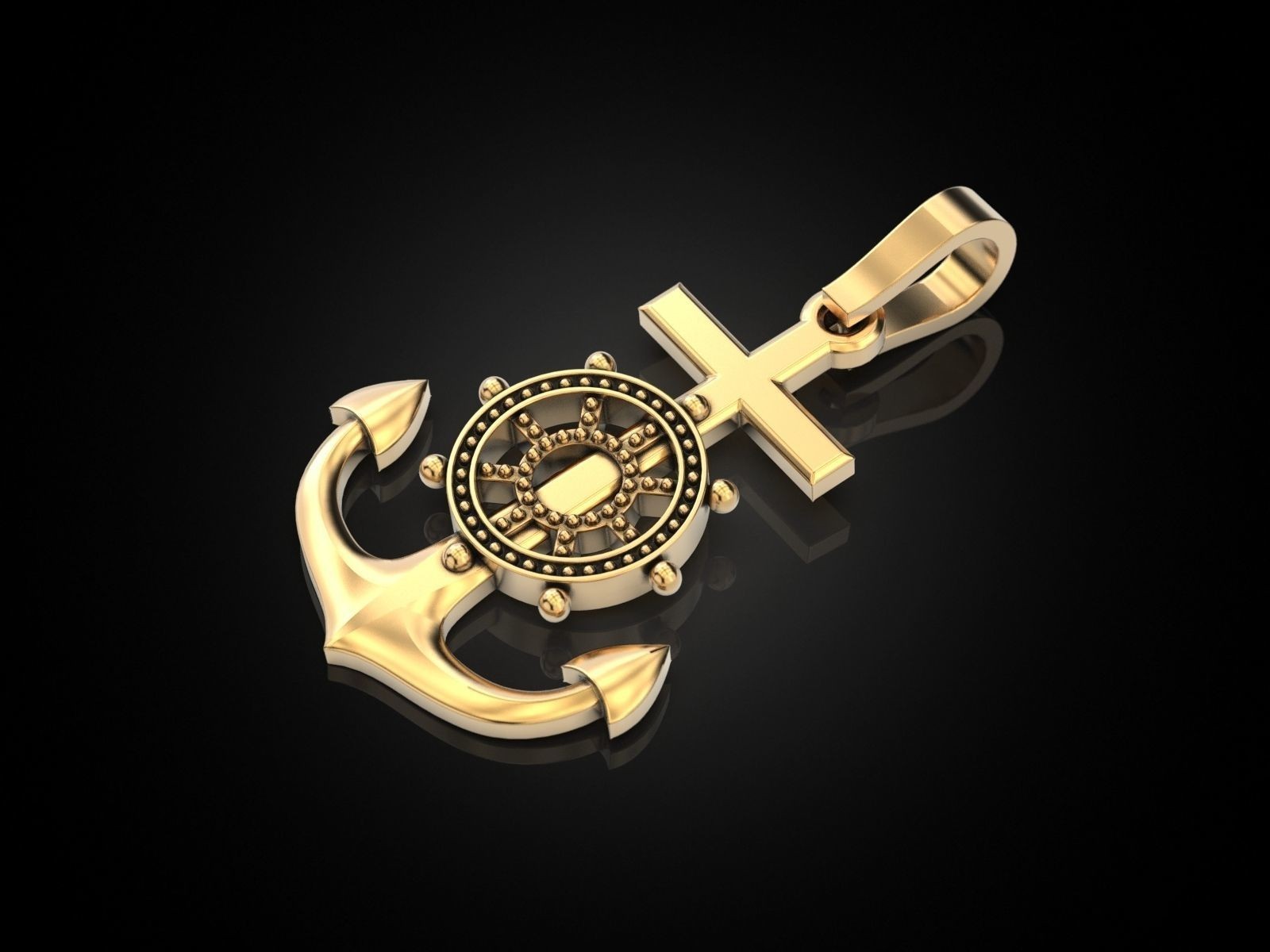 14k gold Jesus anchor pendant Statement Jewelry , Gift For Him