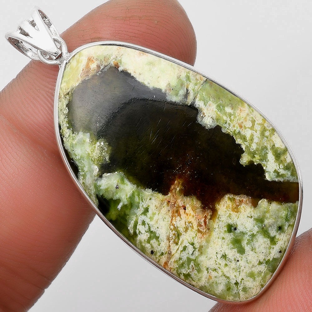 Natural Serpentine 925 Sterling Silver Pendant Jewelry P-1001