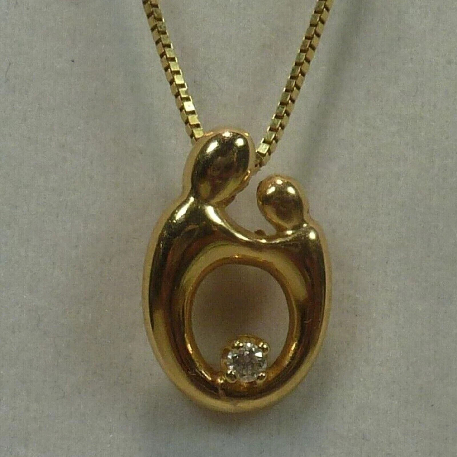 0.03CT Round Moissanite Gift For Mother and Child Pendant 14KT Gold Plated