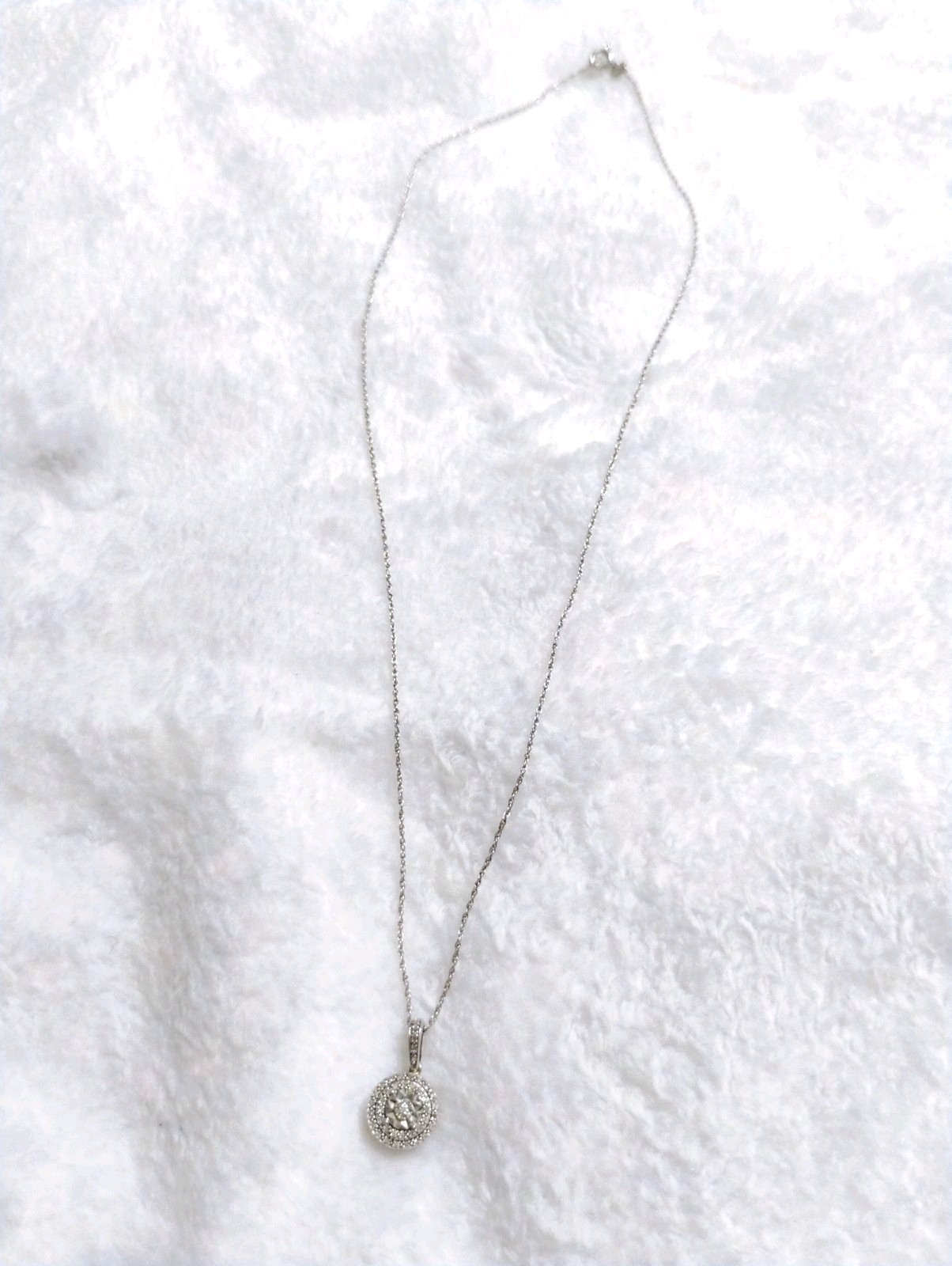 Genuine Diamond 1/10 CT. Blossom Pendant Necklace 925 Sterling Silver 18 Inch