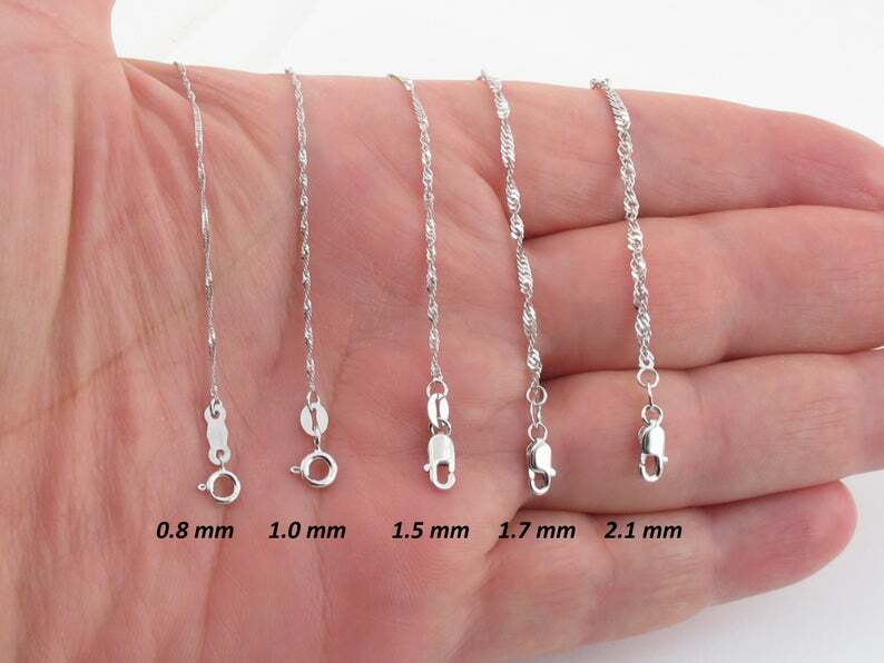 Singapore Chain Necklace Genuine 925 Sterling Silver, 1mm-2.6mm 16-24 inch SALE