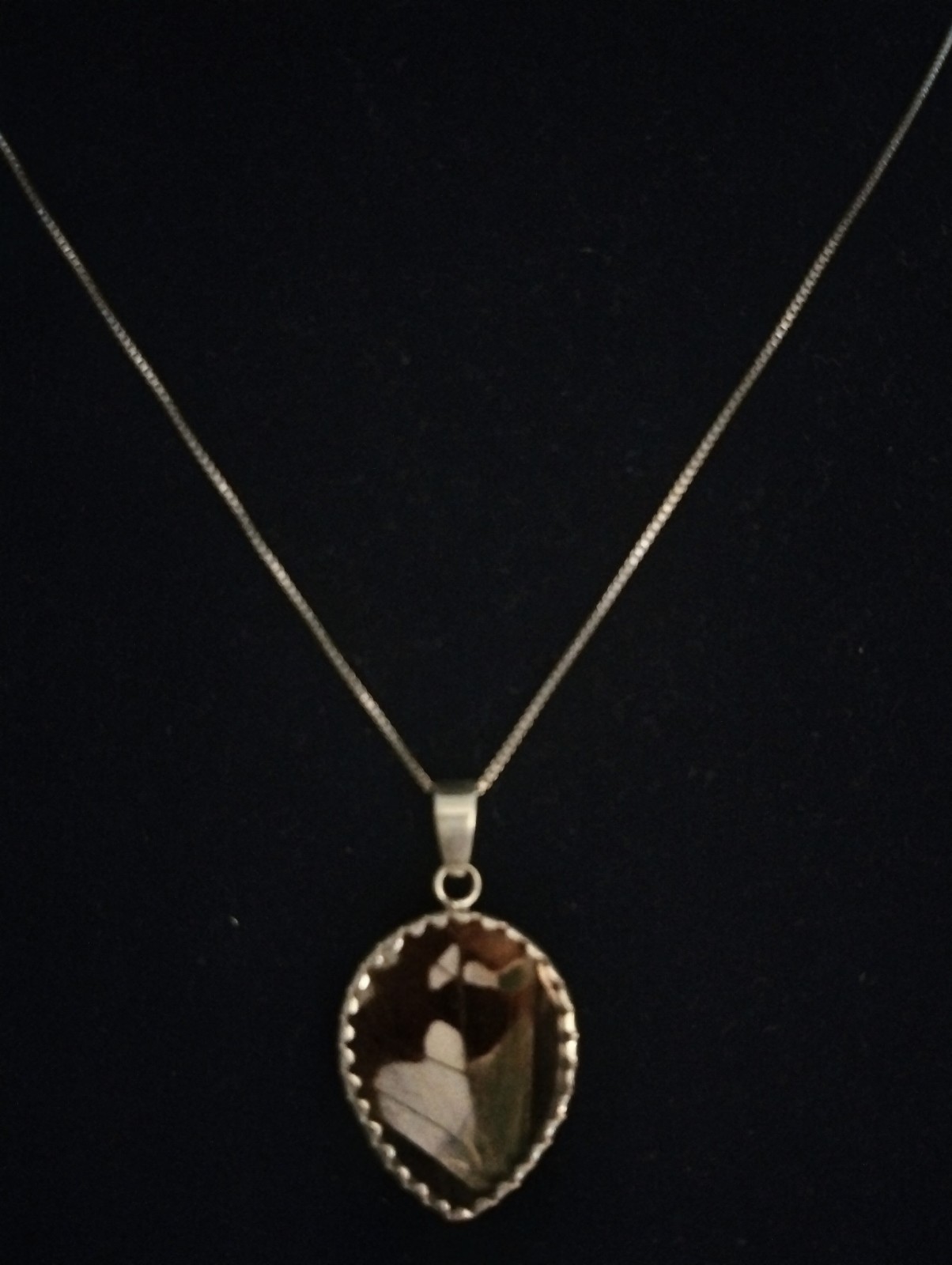 Vintage Reversible Butterfly Wing Pendant & Necklace Sterling Silver Italy 925