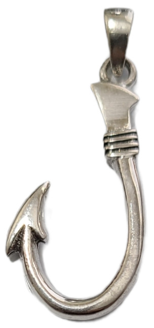 Fish Hook Pendant 925 Sterling Silver 1 3/8 inch Long New # 12