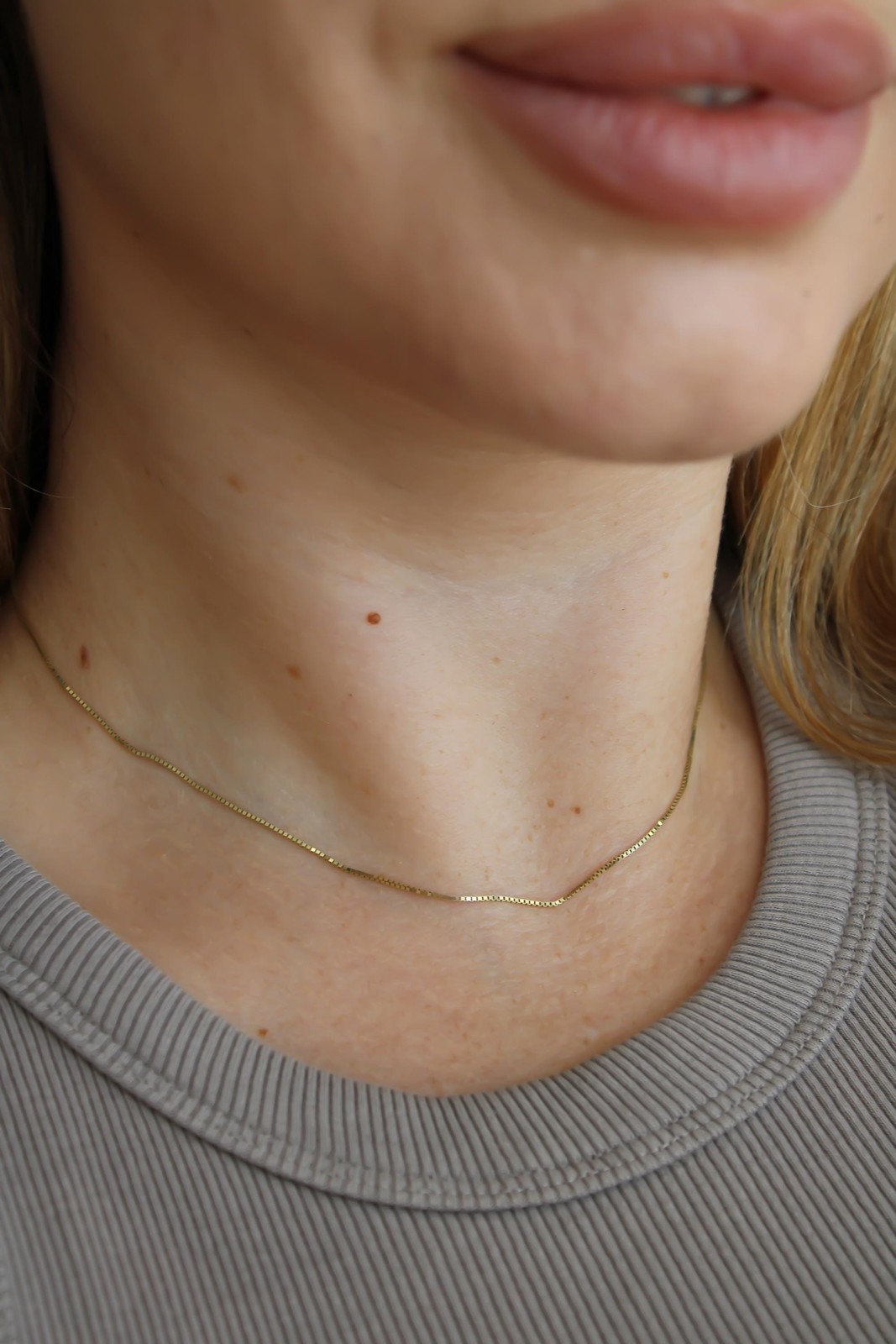 Box Chain Necklace 14k Solid Gold 1mm Dainty Women 16 18 20 Inch