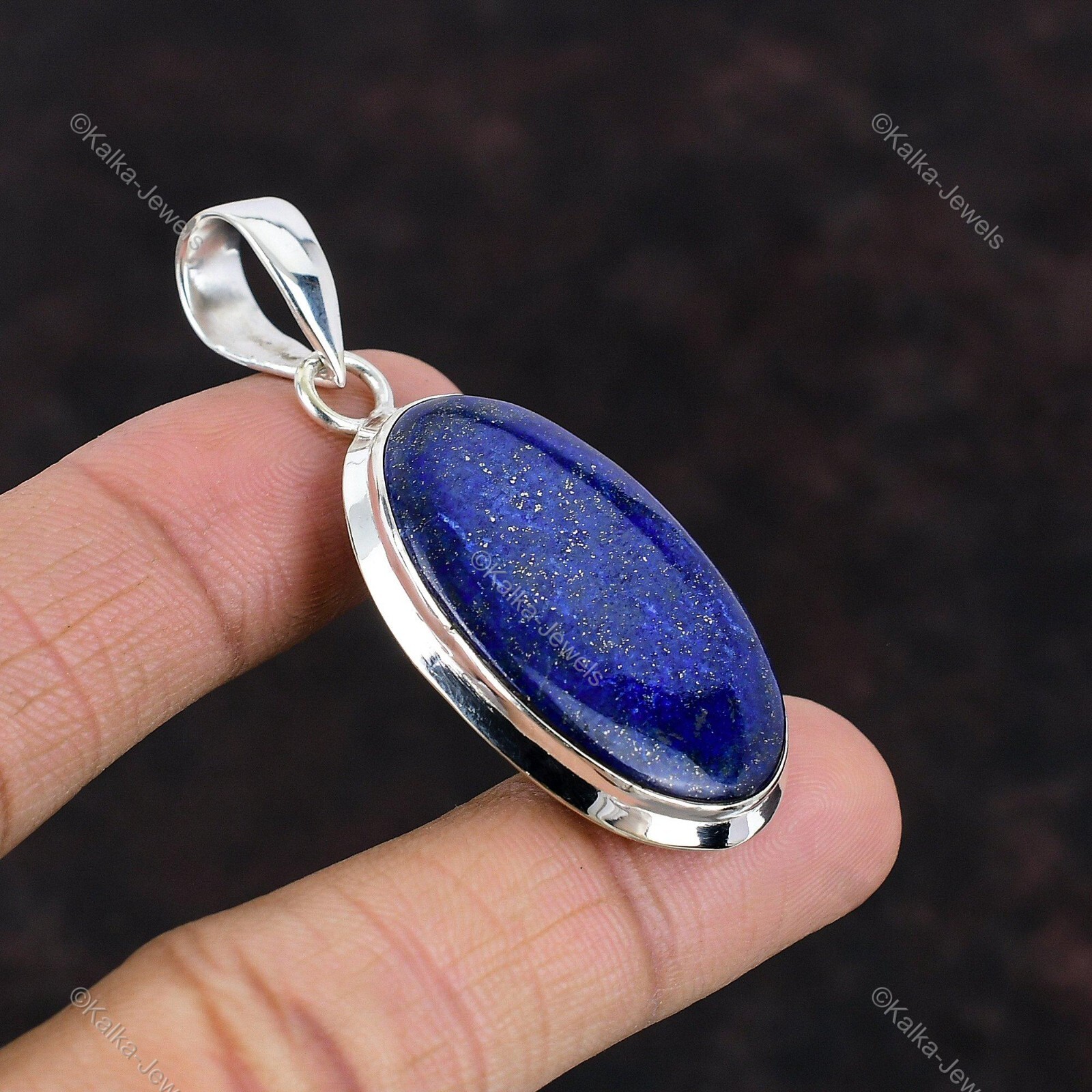 Natural Lapis Lazuli Gemstone Pendant 925 Sterling Silver Jewelry For Women