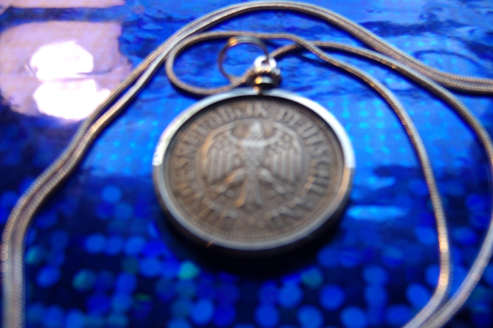 1950 Germany Deutsche Mark Eagle Coin Pendant 24″ .925 Silver Snake Chain