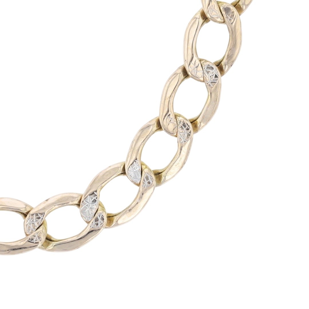 5.2mm Hollow Curb Link Chain 23.25″ Necklace 14k Multi-Tone Gold 9.66 Grams