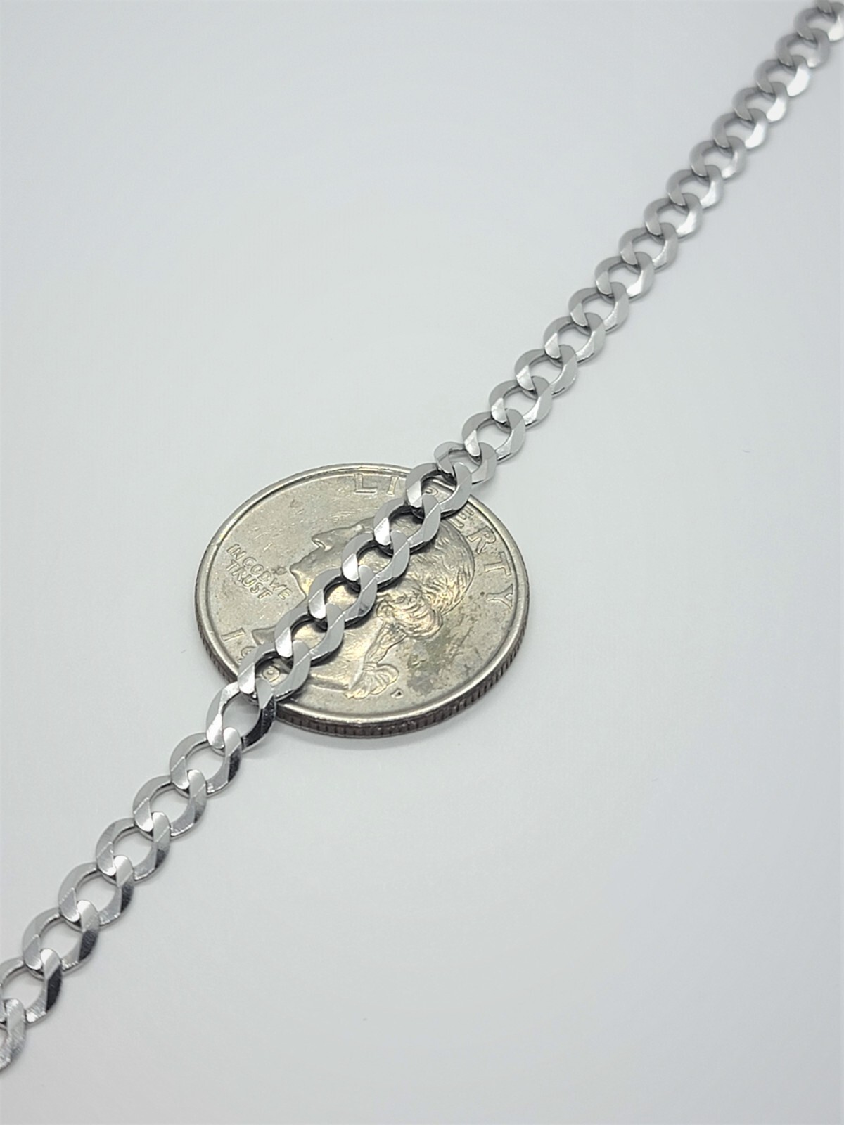 10K Solid Gold White Cuban Link Chain Bracelet Men Women 2mm – 5mm 7″ ~ 30″