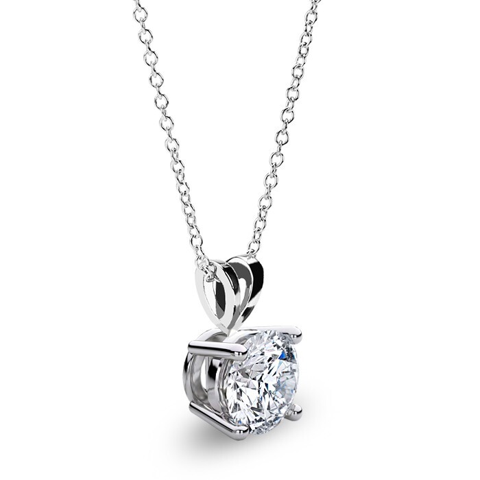 2 Ct Round Cut GRA Moissanite Solitaire Pendant 16+2″ Necklace 14K White Gold