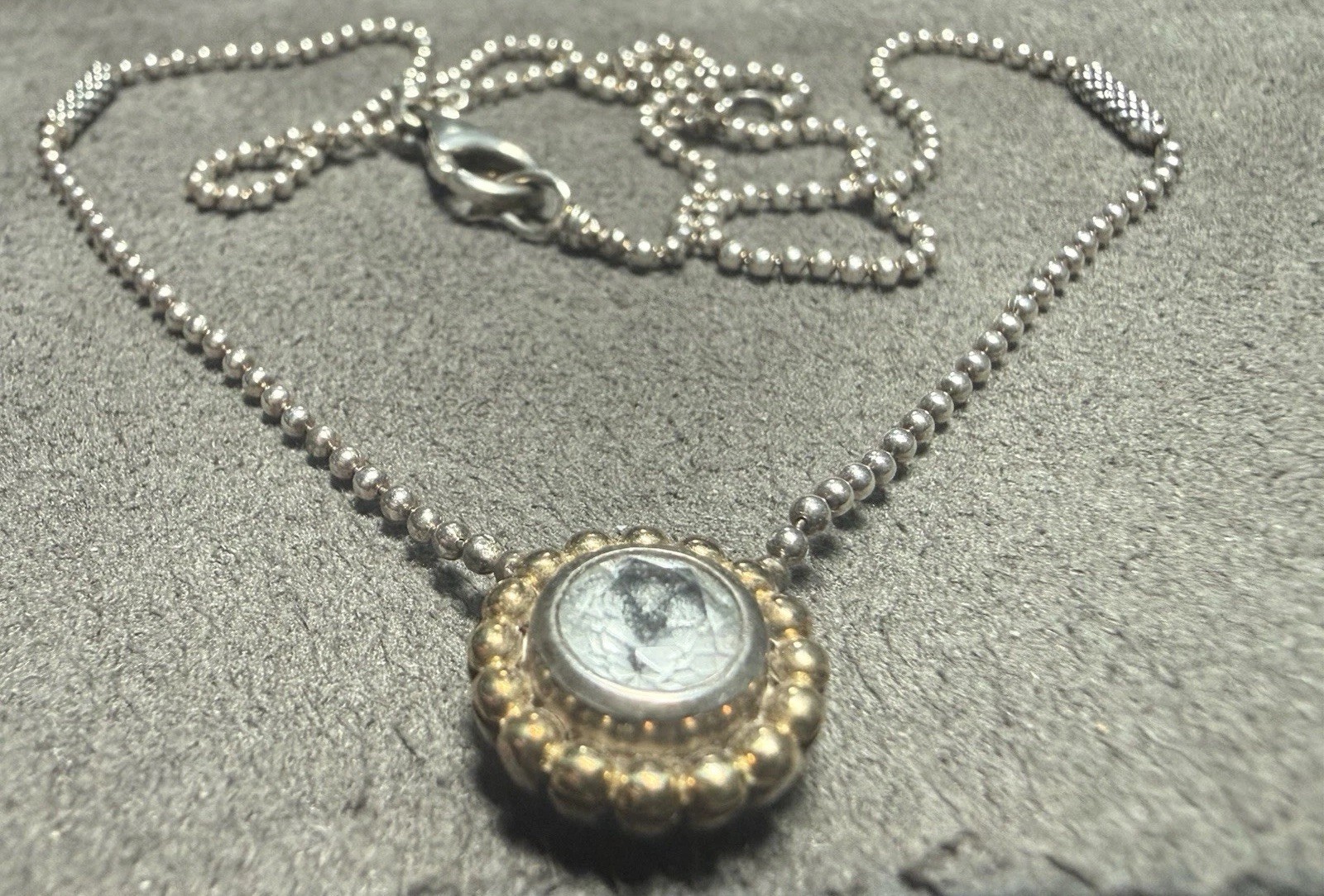 Lagos Caviar Ball Pendant Necklace Sterling Silver 925 18k Gold Chain 18”
