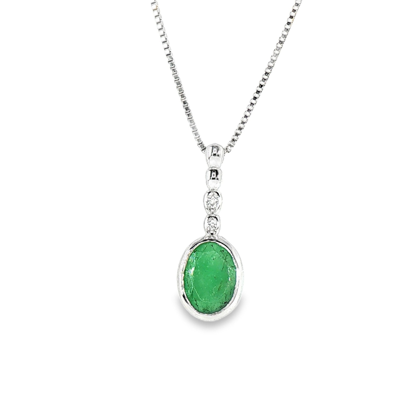 925 Sterling Silver Pendant Emerald 8x6mm Natural Gemstone Jewelry.